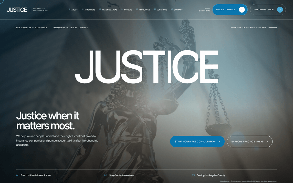 Justice Law website template screenshot